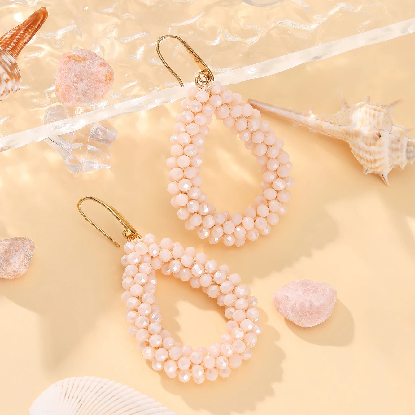 INKDEW Colorful Bead Crystal Drop Earrings for Women EA004