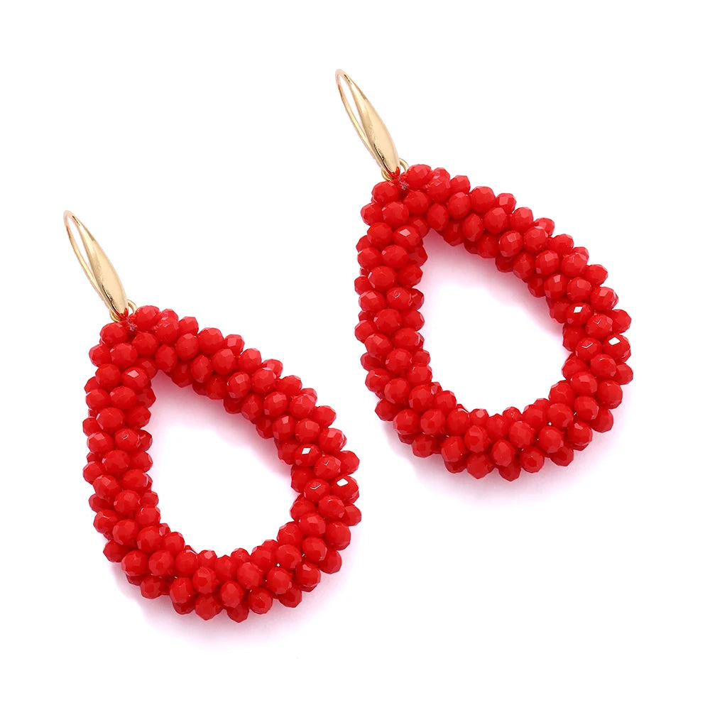 INKDEW Colorful Bead Crystal Drop Earrings for Women EA004