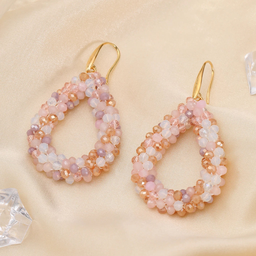 INKDEW Colorful Bead Crystal Drop Earrings for Women EA004