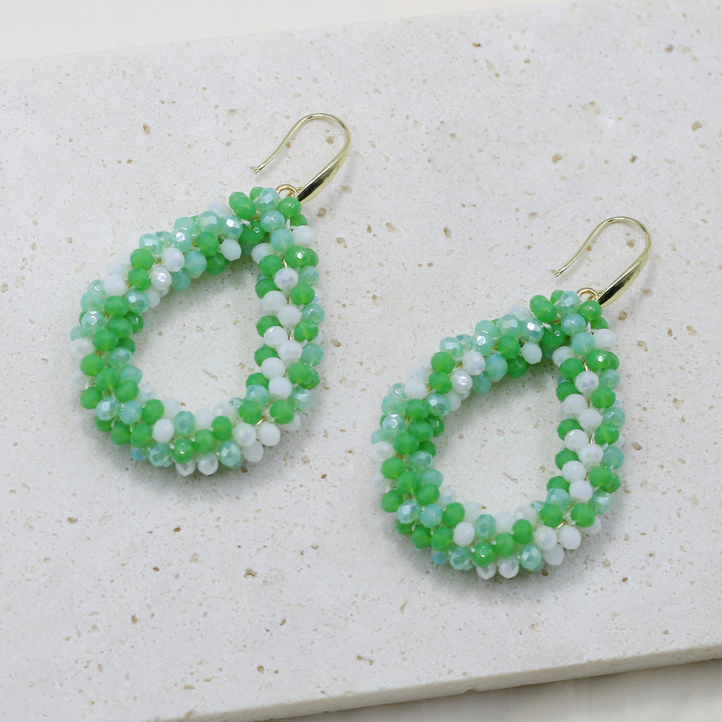 INKDEW Colorful Bead Crystal Drop Earrings for Women EA004