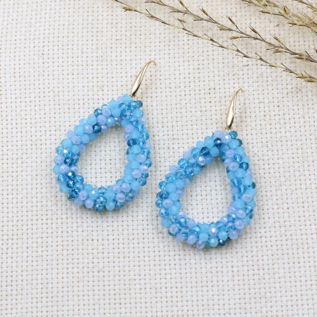 INKDEW Colorful Bead Crystal Drop Earrings for Women EA004