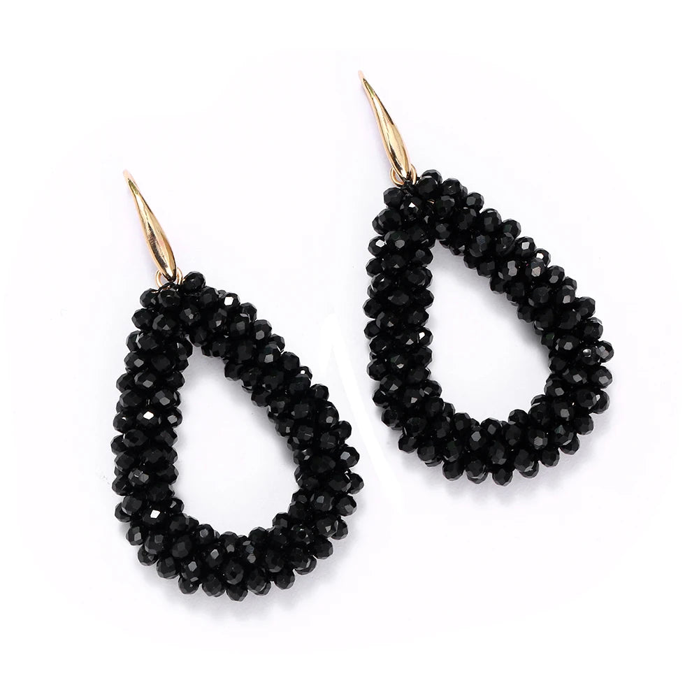 INKDEW Colorful Bead Crystal Drop Earrings for Women EA004