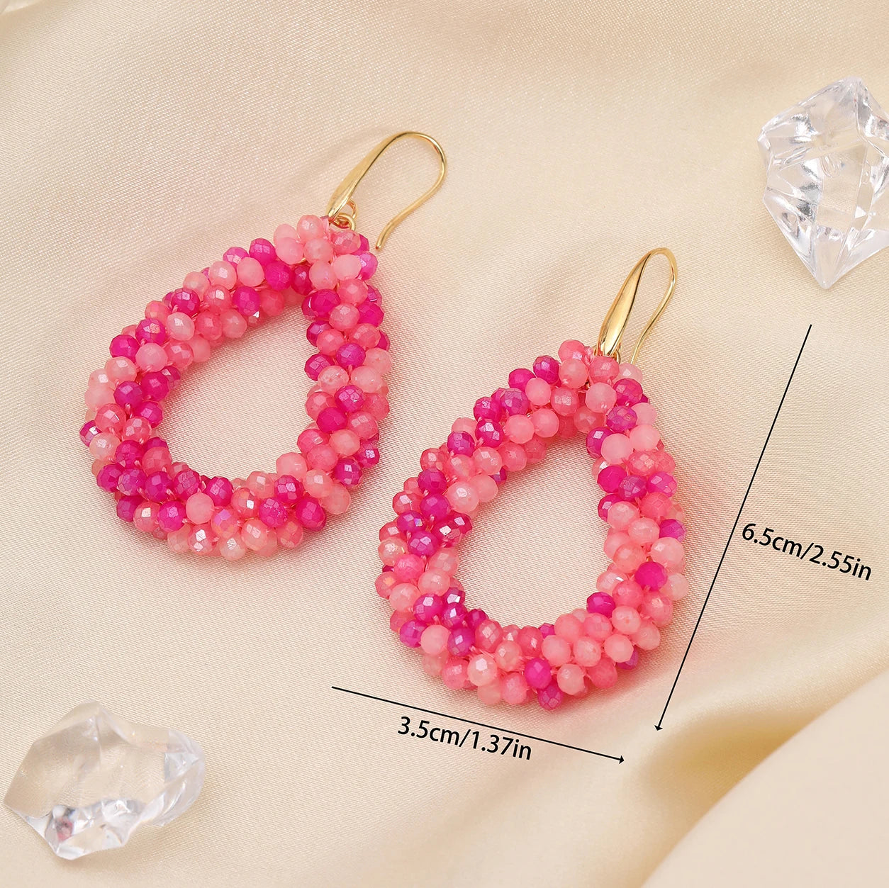 INKDEW Colorful Bead Crystal Drop Earrings for Women EA004