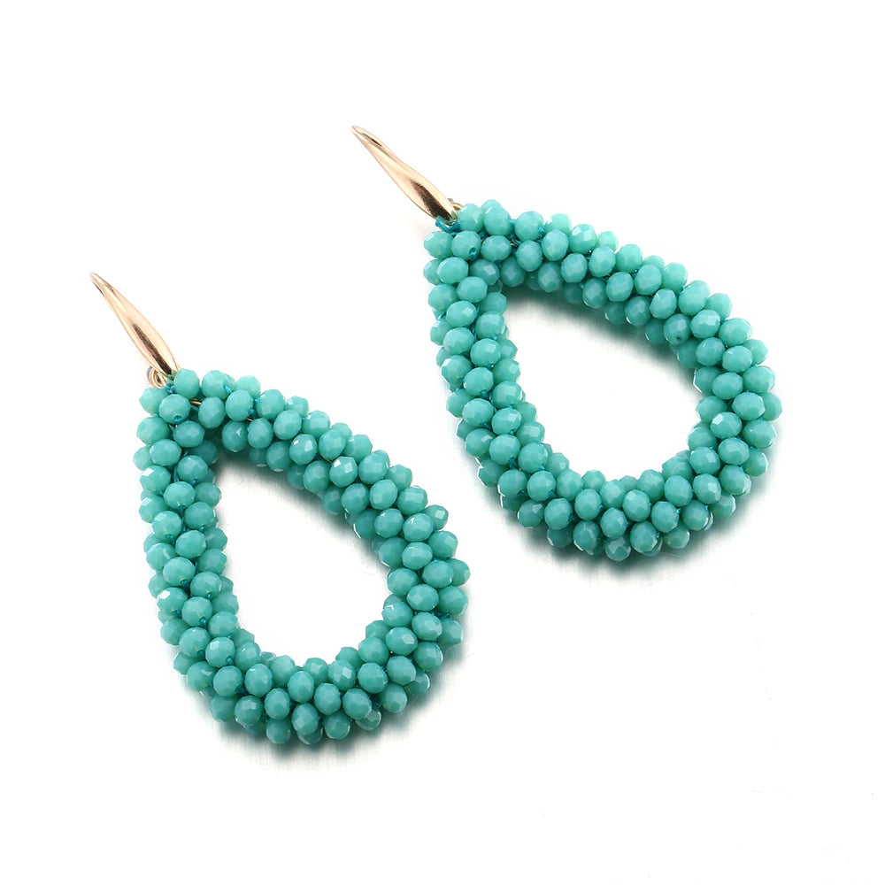 INKDEW Colorful Bead Crystal Drop Earrings for Women EA004