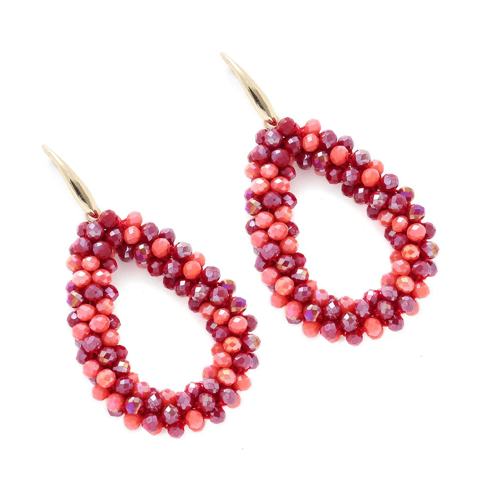 INKDEW Colorful Bead Crystal Drop Earrings for Women EA004