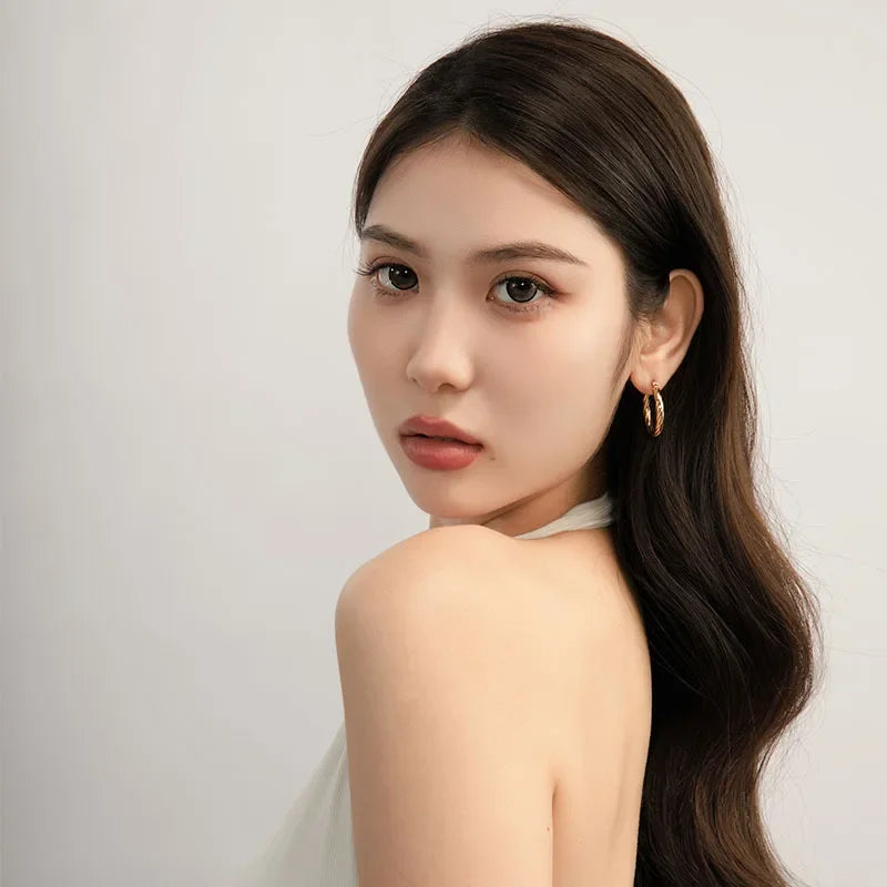 Simple Twist Circle Hoop Earrings for Women