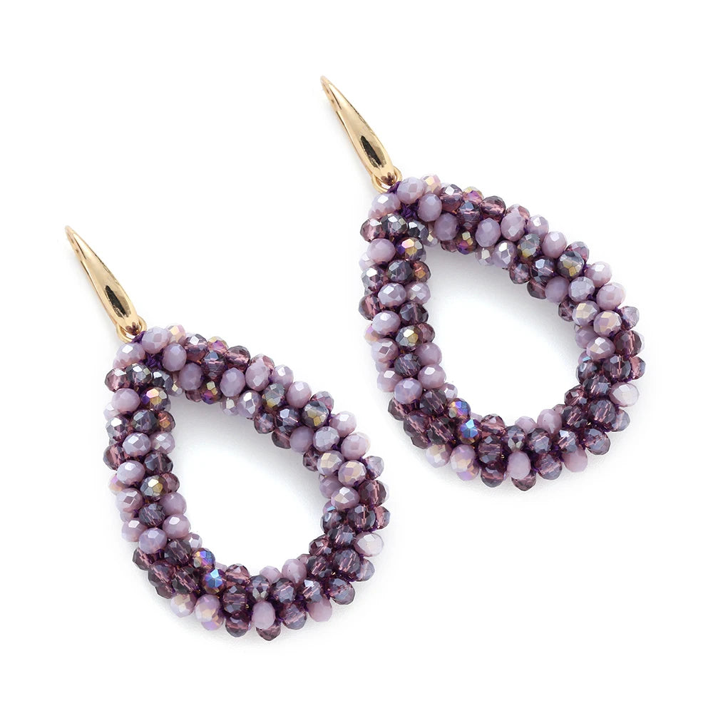 INKDEW Colorful Bead Crystal Drop Earrings for Women EA004