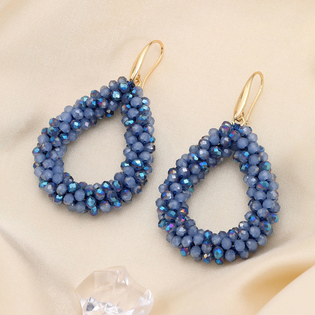 INKDEW Colorful Bead Crystal Drop Earrings for Women EA004