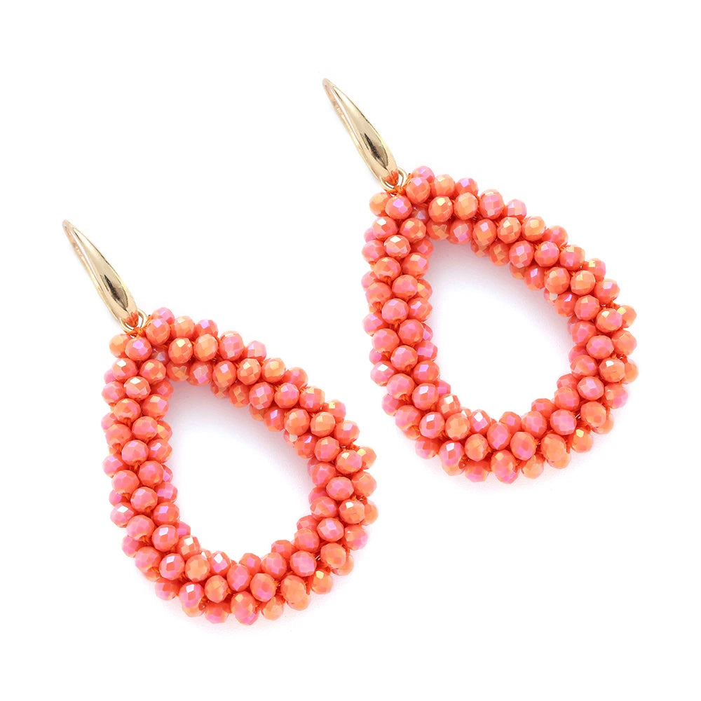 INKDEW Colorful Bead Crystal Drop Earrings for Women EA004