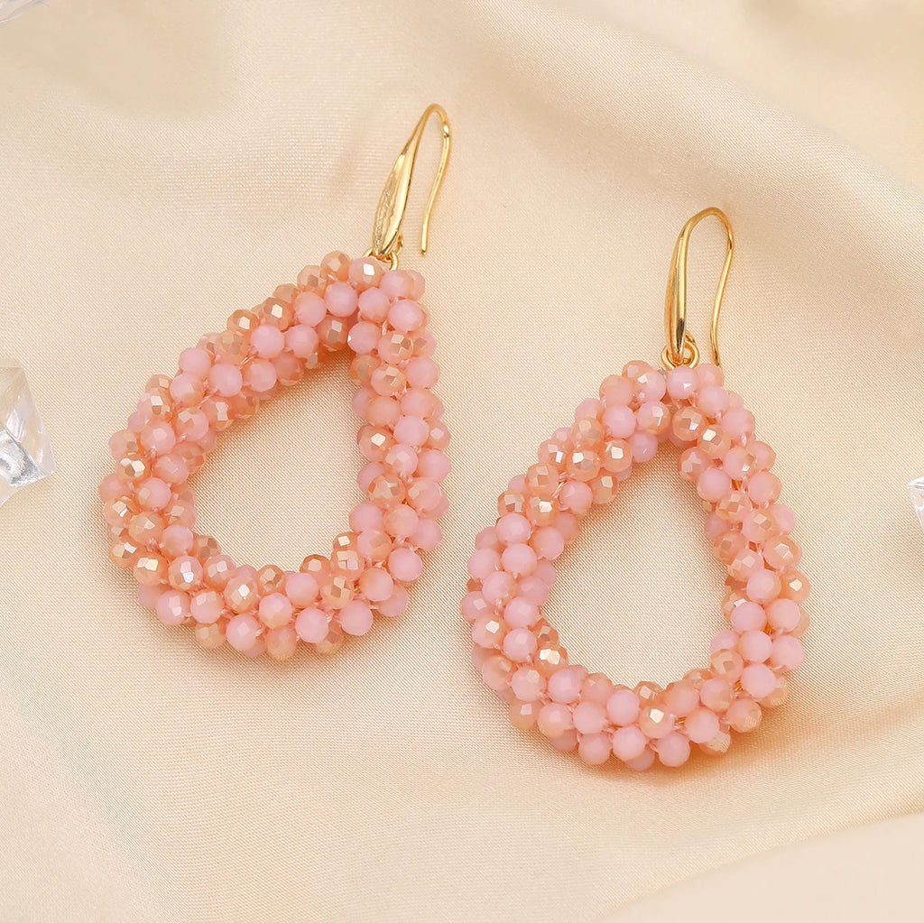 INKDEW Colorful Bead Crystal Drop Earrings for Women EA004