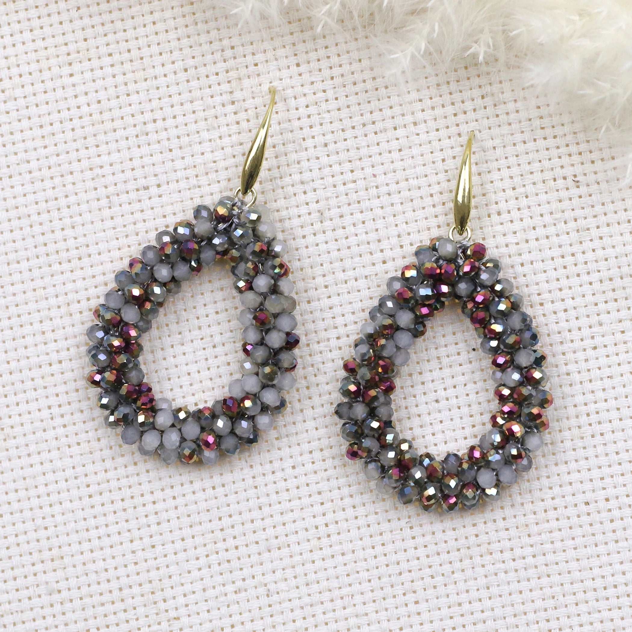 INKDEW Colorful Bead Crystal Drop Earrings for Women EA004