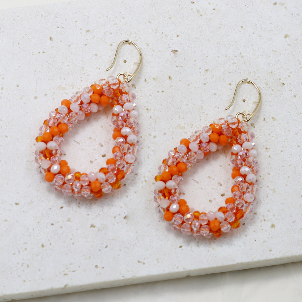 INKDEW Colorful Bead Crystal Drop Earrings for Women EA004