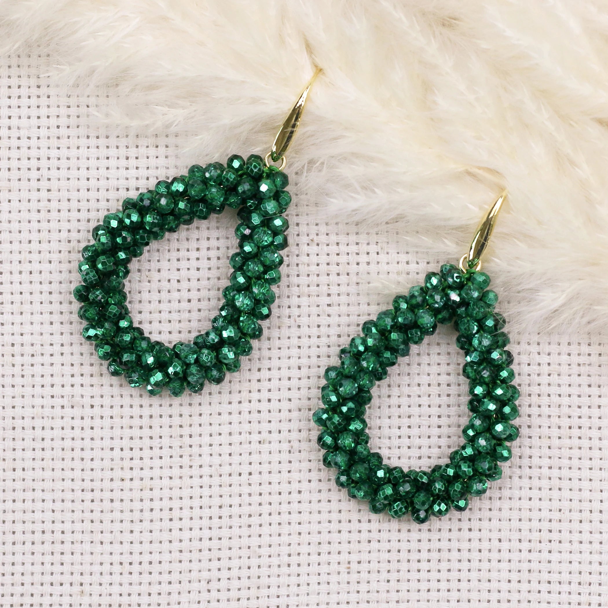 INKDEW Colorful Bead Crystal Drop Earrings for Women EA004