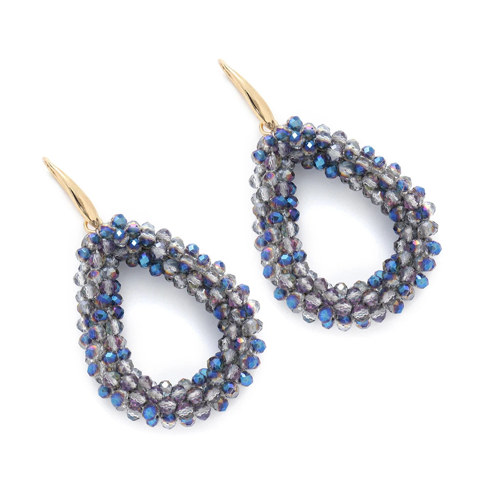 INKDEW Colorful Bead Crystal Drop Earrings for Women EA004