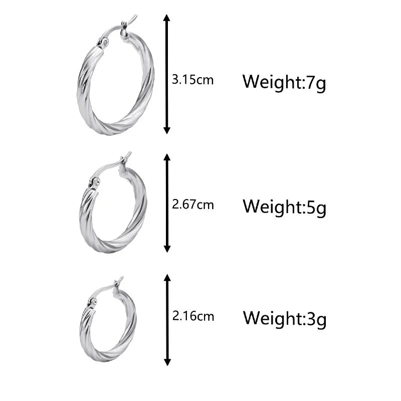 Simple Twist Circle Hoop Earrings for Women
