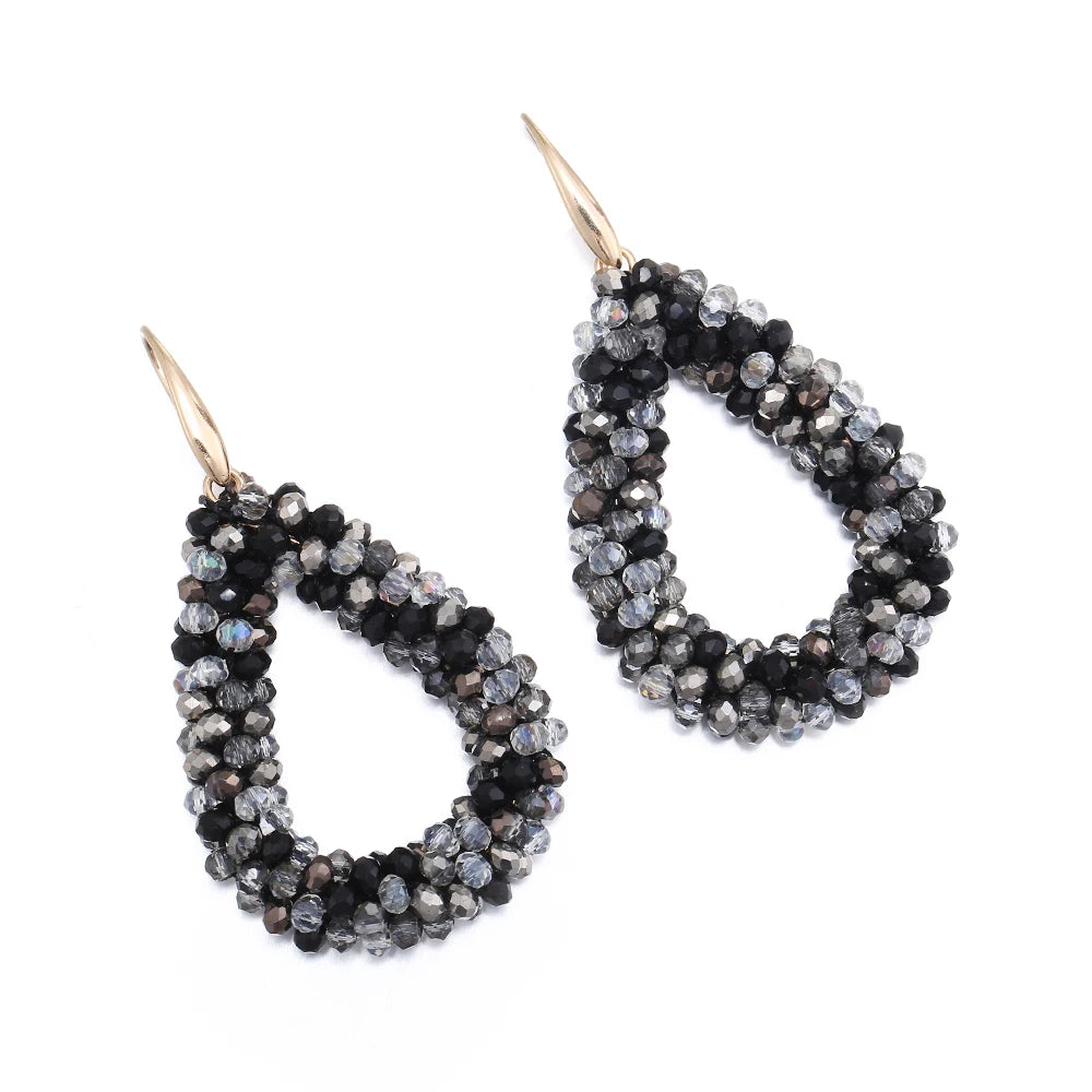 INKDEW Colorful Bead Crystal Drop Earrings for Women EA004