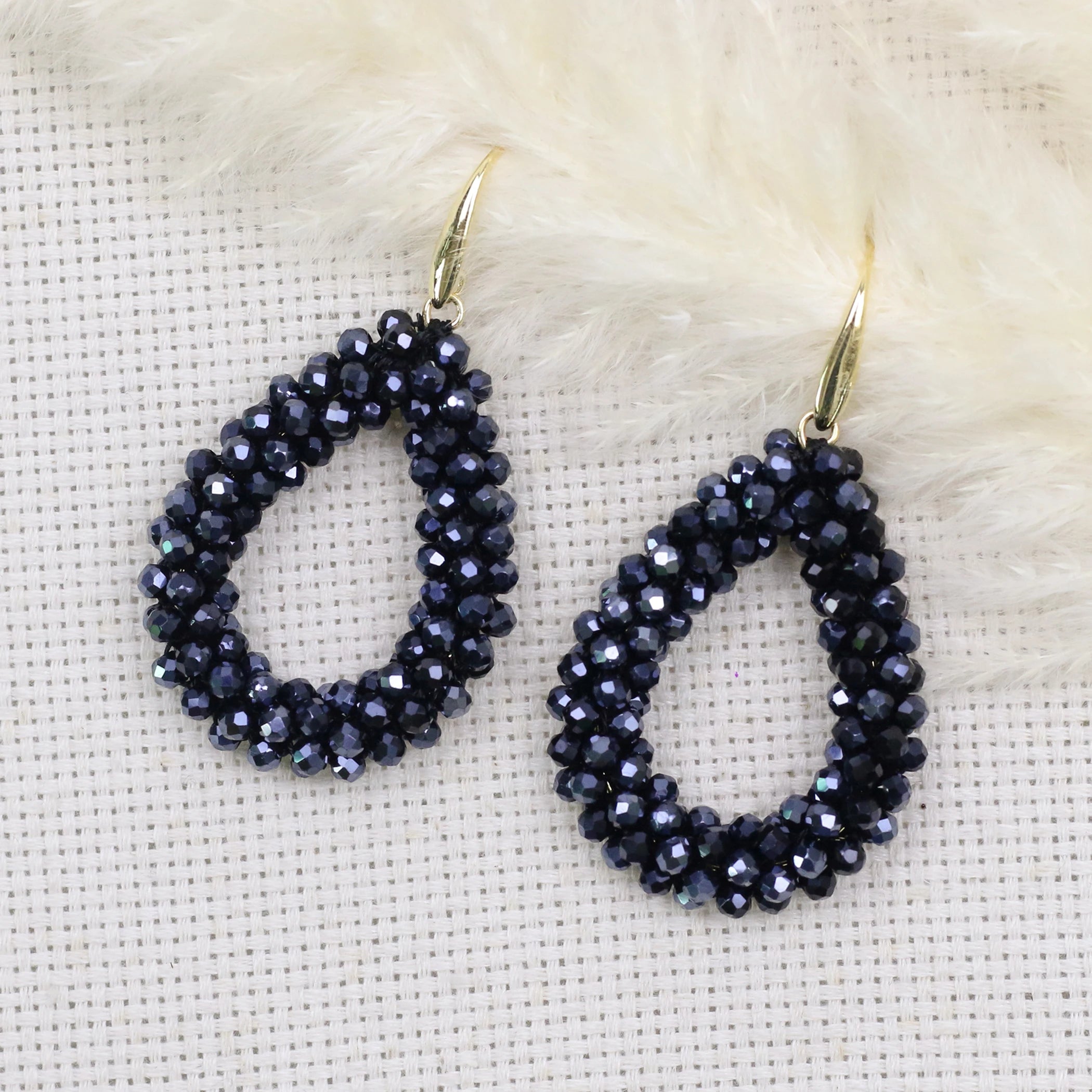 INKDEW Colorful Bead Crystal Drop Earrings for Women EA004