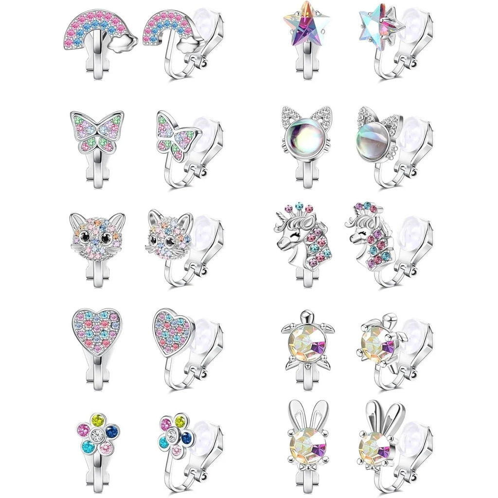 Bobisty 10 Pairs Cute Clip-On Earrings Set