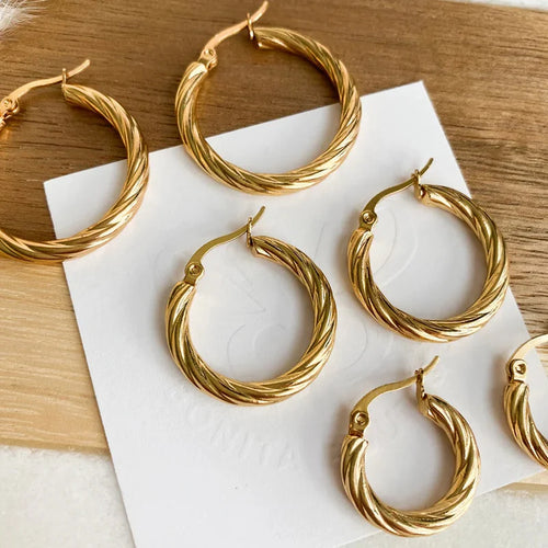 Simple Twist Circle Hoop Earrings for Women