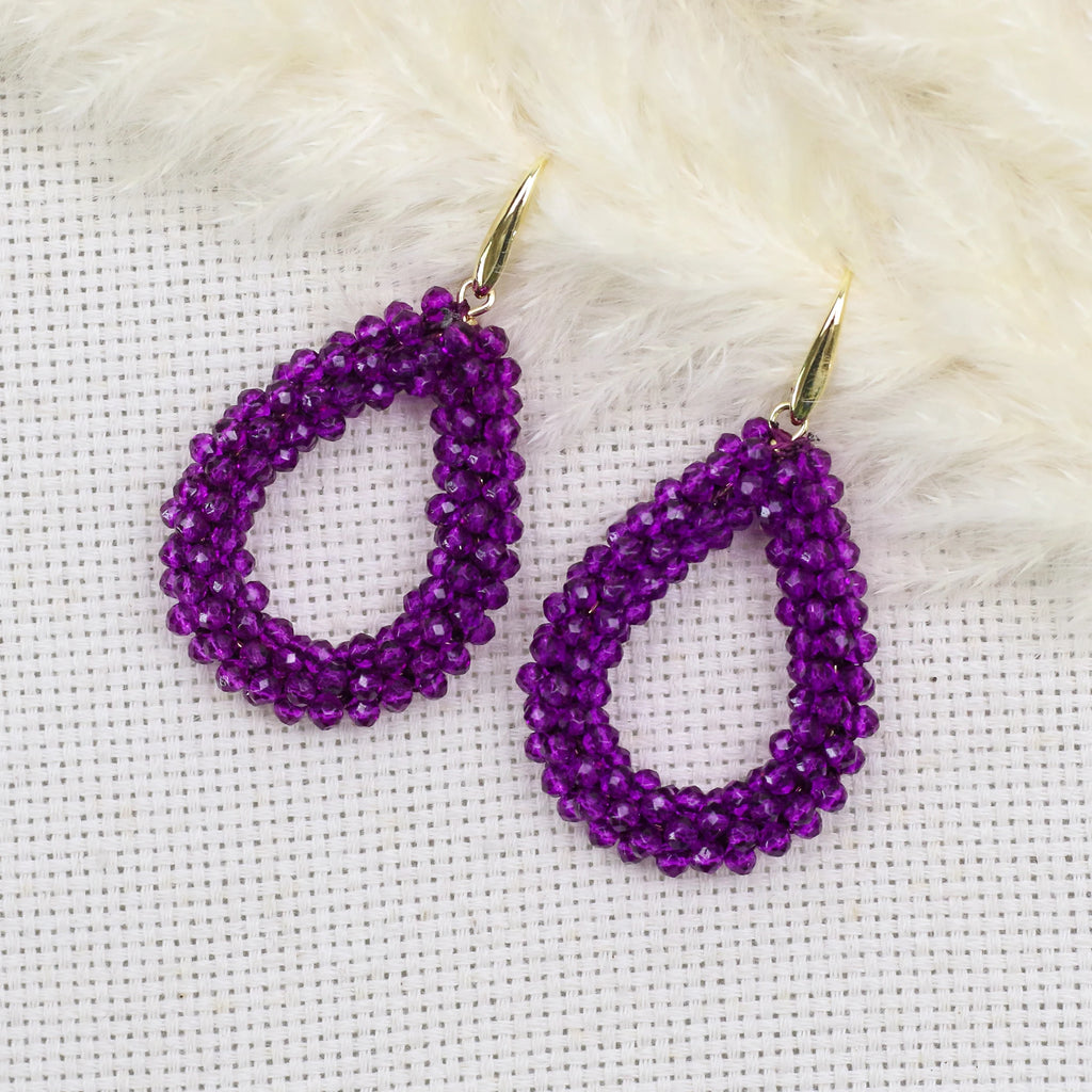 INKDEW Colorful Bead Crystal Drop Earrings for Women EA004