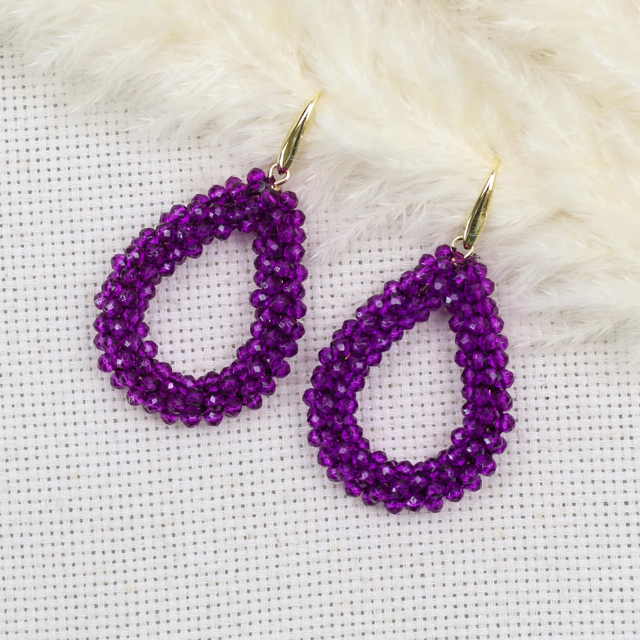 INKDEW Colorful Bead Crystal Drop Earrings for Women EA004