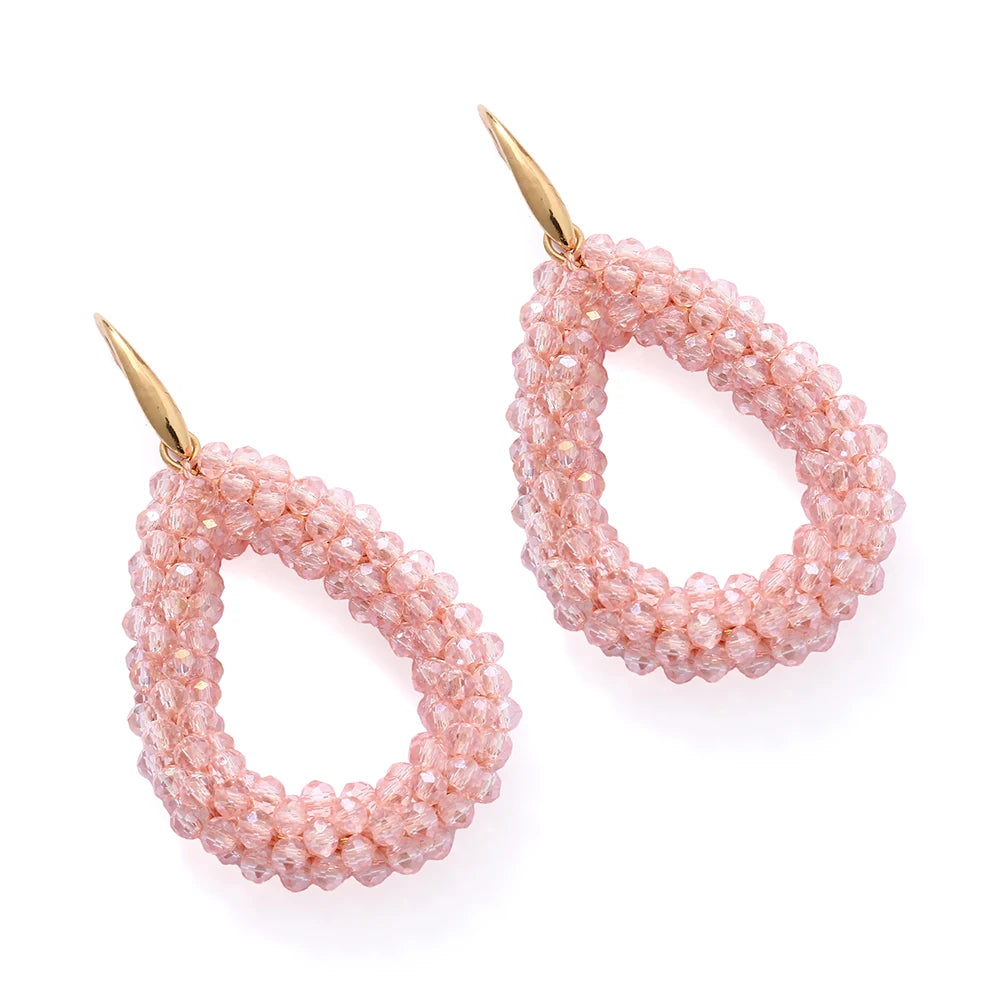 INKDEW Colorful Bead Crystal Drop Earrings for Women EA004