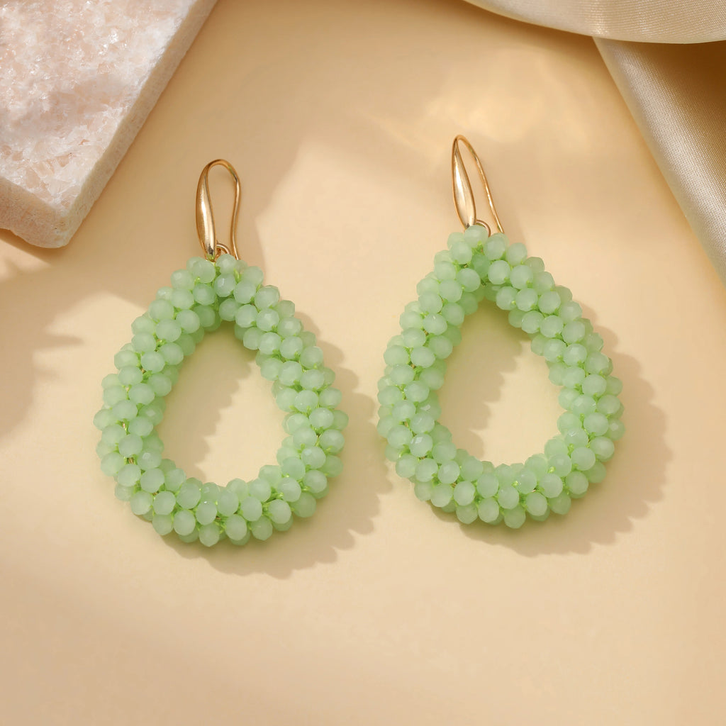 INKDEW Colorful Bead Crystal Drop Earrings for Women EA004