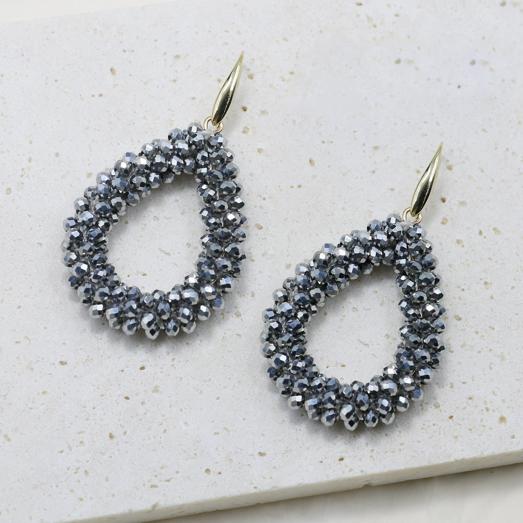 INKDEW Colorful Bead Crystal Drop Earrings for Women EA004