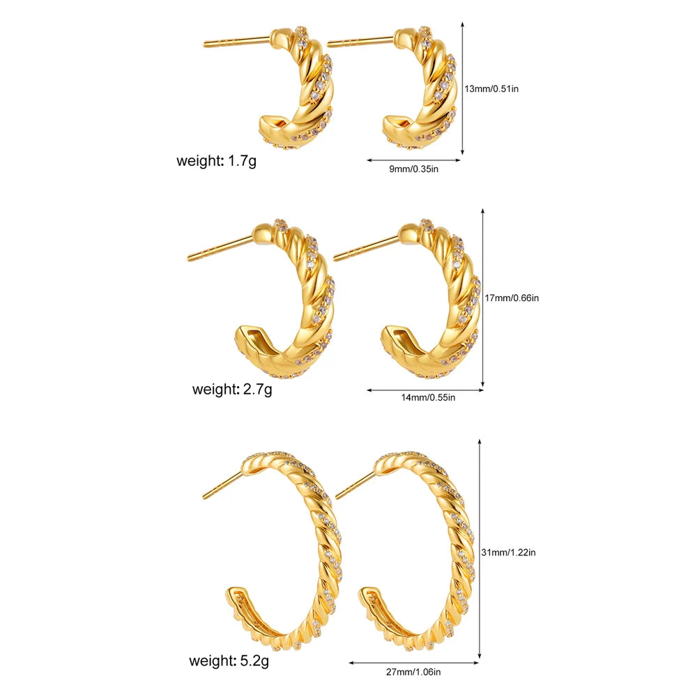 Simple Twist Circle Hoop Earrings for Women