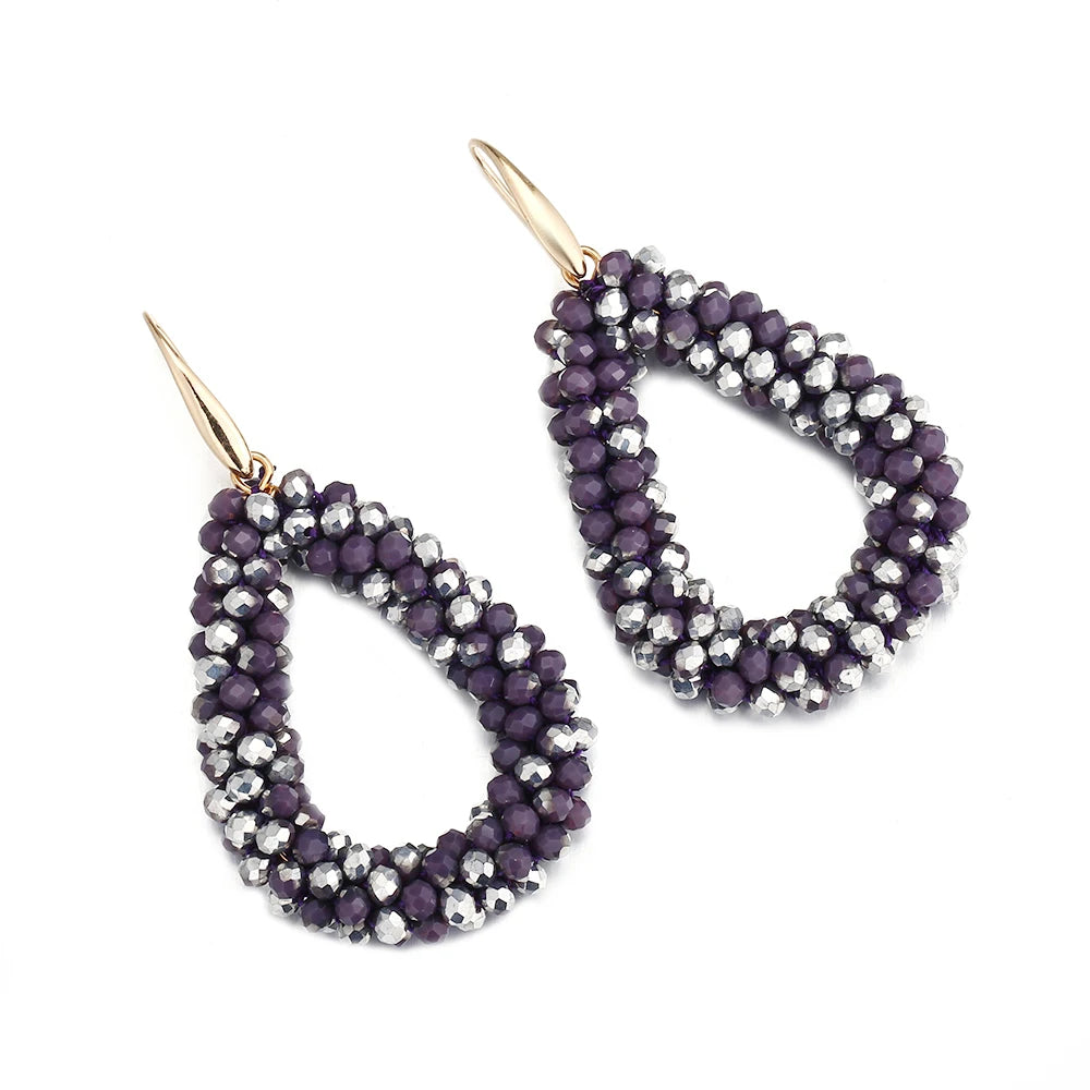 INKDEW Colorful Bead Crystal Drop Earrings for Women EA004