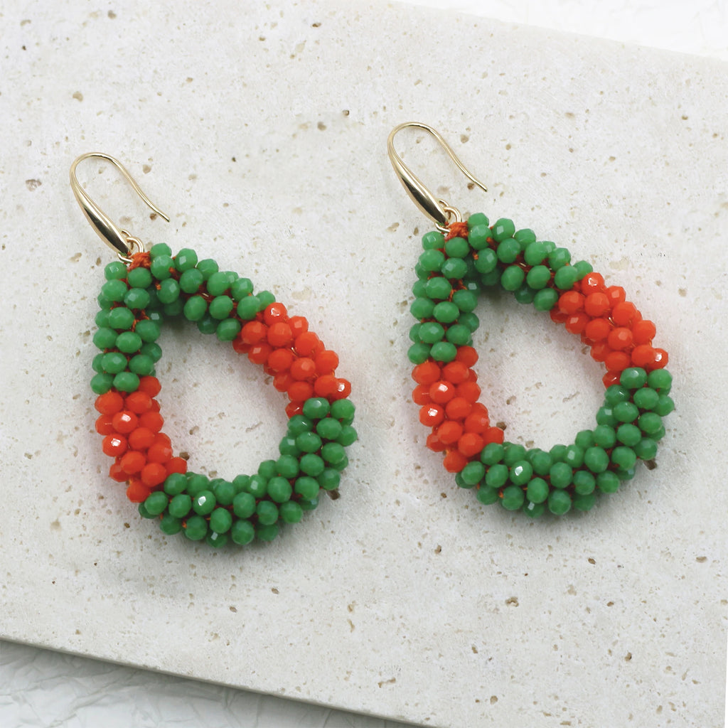 INKDEW Colorful Bead Crystal Drop Earrings for Women EA004