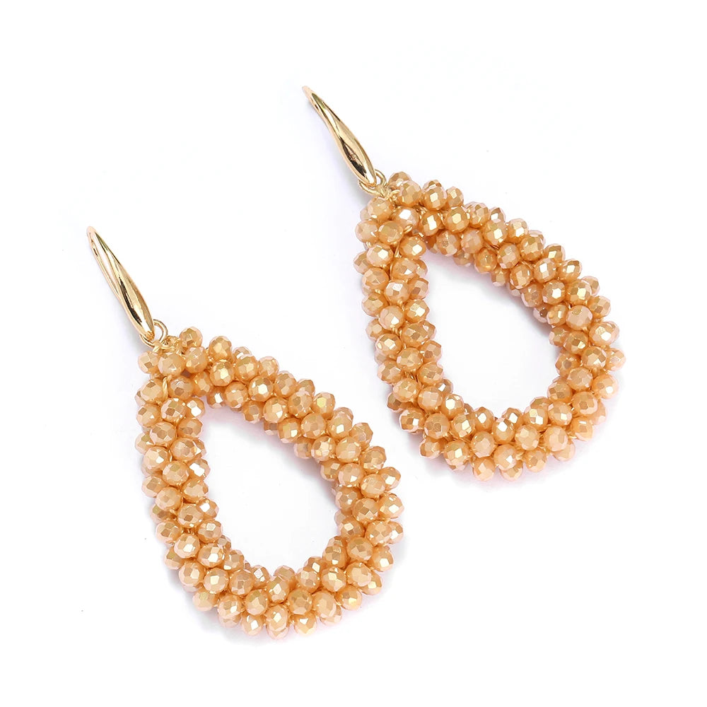 INKDEW Colorful Bead Crystal Drop Earrings for Women EA004